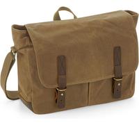 Quadra Men's Heritage Leather Accents Messenger Bag in Light Brown Quadra Light Brown