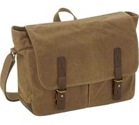 Quadra Men's Heritage Leather Trim Messenger Bag in Light Brown Quadra Light Brown