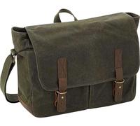 Quadra Men's Heritage Leather Trim Messenger Bag in Olive Quadra Olive