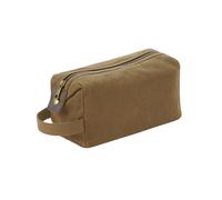 Quadra Heritage Washed Leather Accents Toiletry Bag in Light Brown Quadra Light Brown