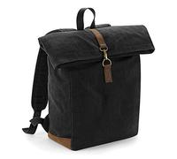 Quadra Heritage Waxed Canvas Leather Accent Backpack (One Size) (Black)