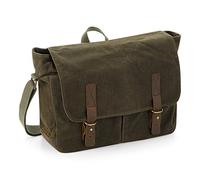 Quadra Heritage Waxed Canvas Messenger Bag (One Size) (Olive Green)