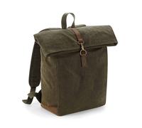 Quadra Men's Heritage Leather Accents Backpack in Dark Olive Quadra Dark Olive