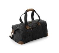 Quadra Men's Heritage Leather Accents Holdall in Black Quadra Black