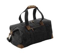Quadra Men's Heritage Leather Handled Holdall in Black Quadra Black