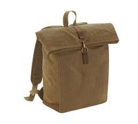 Quadra Men's Heritage Waxed Canvas Leather Accent Backpack in Light Brown Quadra Light Brown