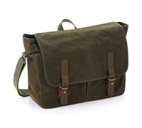 Quadra Men's Heritage Waxed Canvas Messenger Bag in Dark Olive Quadra Dark Olive