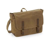 Quadra Men's Heritage Waxed Canvas Messenger Bag in Light Brown Quadra Light Brown
