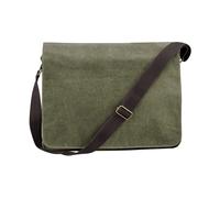 Quadra Men's Vintage Canvas Messenger Bag in Green Quadra Green