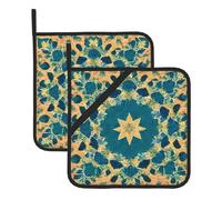 Quadrangle Pattern Set Of 2 Pot Holders, Kitchen Potholder Set, 8 X 8 Inches, &Perfect For Everyday Baking And Cooking.