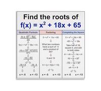 Quadratic Equation Poster Quadratic Formula Discriminant Roots Factoring Completing The Square Algebra Math Tutoring Wall Art Decor(Framed,08X12inch(20X30cm))