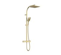 Quadrato Safe Touch Adjustable Thermostatic Rigid Riser Bar Shower Brushed Brass
