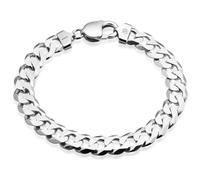 QUADRI Cuban Link Bracelet for Men 10mm 925 Sterling Silver Italian Diamond-Cut - 7.5 to 8.5 Inches - Handmade in Italy - Gift Box Included