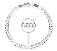 QUADRI - Elegant 925 Sterling Silver Bracelet with Engraved Cuban Chain for Women and Men - Width 5mm - Length 18|19|20cm - Certified Made in Italy, 5.0 Millimeters, Sterling Silver, No Gemstone