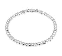 QUADRI - Made in Italy - 925 Sterling Silver 5mm Diamond-Cut Cuban Link Curb Chain Bracelet 8" / 20,3 cm for Men and Women- Deluxe Gift Box