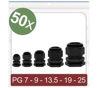Quadrios 24CA387 Cable gland Polyamide Black 50 pcs Cable Screw Co...