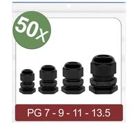 Quadrios 24CA389 Cable gland Black Polyamide 50 pcs PG7 PG9 PG11 P...