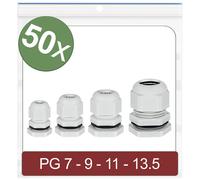 Quadrios 24CA402 Cable gland Polyamide Grey 50 pcs sizes PG7/9/11/13.5