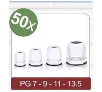 Quadrios 24CA415 Cable gland Polyamide White 50 pieces PG7 PG9 PG1...