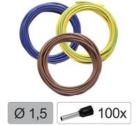 Quadrios 25CW123 Wire LiFY 1.5 mm² Blue Brown Yellow-green 1 Set