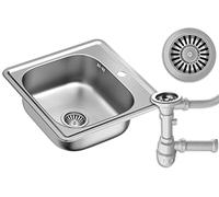 QUADRON Joe Single Sink Stainless Steel Sink Sink Drain Included Suitable for Cabinets from 45 cm Recessed (LEN)