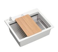 Quadron Kurt 110 Kitchen Workstation Sink, White Graniteq Material