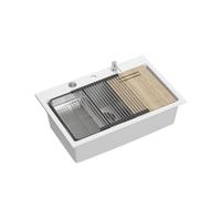 Quadron Marc 110 Kitchen Workstation Sink, White Graniteq Material