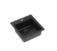 QUADRON Peter 110 Granite Kitchen Sink with Tap Hole Size 50 x 52 x 20 cm Pure Carbon