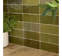 Quadrostyle Zellige Olive Wall Tile Vinyl Stickers 30Cm(L) 24Cm(W) Pack Of 4