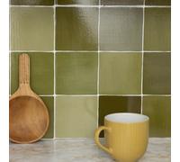 Quadrostyle Zellige Olive Wall Tile Vinyl Stickers 30Cm(L) 30Cm(W) Pack Of 4