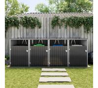 Quadruple Garden Wheelie Bin Storage Metal Store Cover Rubbish Dustbin 4 Shed