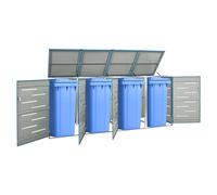Quadruple wheelie bin shed anthracite XL 276.5x77.5x112.5cm galvanised/stainless