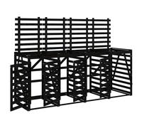 vidaXL Quadruple Wheelie Bin Storage Black Solid Wood Pine NEW