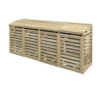 Quadruple Wheelie Bin Store - Wood - L82 x W306 x H130 cm Rowlinsons Brown One Size