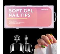 Quaferen Extra Short Tips:600 Pieces Square Nail Tips Half Cover Acrylic Transparent Nail Tips for Nail Extension 12 Sizes with Box