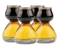 Quaffer Double Bubble Layered Shot Glass Plus Recipe Card, Set of 4