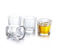 QUAFFER Square Shot Glasses Heavy Base 2oz (Set of 4) - Modern Shot Glass - Classic Whisky Vodka Tequila Sherry Brandy Cordial Mini Snifters Glasses - Perfect for Parties, Bars, Events, Home Bar