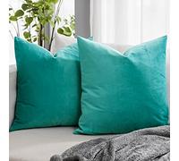 QUAFOO Turquoise Velvet Throw Pillow Covers 2 Pack of Luxurious 22x22 Inch Cushion Cases for Couch Sofa Bed Soft Stylish Glamorous Home Decor Perfect Sofa Accessories for an Elegant Touch
