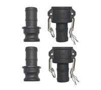 Quafwia 2 pcs Polypropylene Camlock Fittings (1-1/2” part C Female Coupler x Hose End) Cam and Groove Hose Fittings + 2 pcs PP Cam Lock Fitting (1-1/2” part E Male adapter x Hose End)