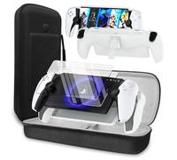 QUAGGY 3-in-1 Accessoris Kit Compatible with PlayStation Portal, EVA Carrying Case for PS Portal,2 Pack Screen Protectors,Protective Shell Portable Travel Handbag for PS5 Portal Remote Player(White)