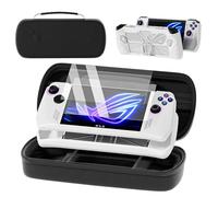 QUAGGY Designed for Case for ASUS ROG Ally 2023, Large Carry Case Bag Perfect for Charger, with Soft Silicone Protective Cover und 2 Pack Screen Protector, Portable and Easy to Carry Black Bag