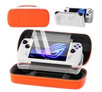 QUAGGY Designed for Case for ASUS ROG Ally 2023, Large Carry Case Bag Perfect for Charger, with Soft Silicone Protective Cover und 2 Pack Screen Protector, Portable and Easy to Carry Grey Bag