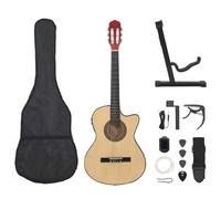 QUAHEAS 12-Piece Western Guitar Set with 6 Strings, Equalizer, Guitar Bag, Strap, Tuner, Capo, Picks, String Winder, Guitar Stand for Beginners, Concert, Teaching, Stage