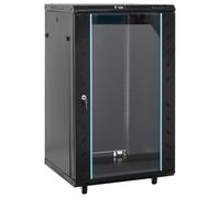 QUAHEAS 18U Network Cabinet 19 Inch IP20 Black Cold-Rolled Steel 60 x 60 x 100 cm with Lockable Glass Door for Server, NAS, Storage and Home Network in the Office and Home