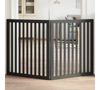 QUAHEAS 2-Piece Dog Gate Foldable Black Poplar Wood 160 cm Freestanding Foldable Ideal as a Barrier in the House for Small and Medium Dogs Easy to Clean