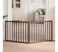 QUAHEAS 2-Piece Dog Gate Foldable Poplar Wood Brown 160 cm Freestanding No Drilling Required Ideal for Indoor and Outdoor Use Protection for Small and Medium Dogs Space-Saving and Easy to Carry