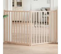 QUAHEAS 2-Piece Foldable Dog Gate Made of Solid Fir Wood, 160 cm Wide, Freestanding and Foldable, Ideal as a Protective Barrier for Dog Kennels, Puppy Playpen, Garden, Patio, Indoor and Outdoor Use