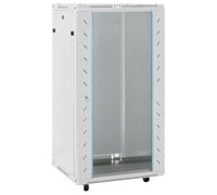 QUAHEAS 22U Network Cabinet on Wheels 19 Inch IP20 Grey Cold-Rolled Steel 60 x 60 x 120 cm Lockable with Glass Front for Home Network Office Home Office Multimedia Storage