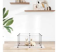 QUAHEAS 8 Panel Pet Cage with Door, Black, Powder-Coated Steel, 35 x 35 cm Panels, 8 Panels, Versatile as a Small Animal Enclosure, Run and Retreat for Rodents, Rabbits, Guinea Pigs