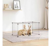 QUAHEAS 8-Piece Pet Cage Made of Powder-Coated Steel 35 x 35 cm with Door, Foldable and Weatherproof, Suitable as an Enclosure, Aviary, Hutch for Rodents, Rabbits, Guinea Pigs, Hamsters